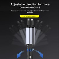 Pengisi Daya Mobil PD QC3.0 120W Dapat Ditarik 4-in-1 Kabel USB C Pengisian Cepat Adaptor Pemantik untuk Semua Merek Ponsel