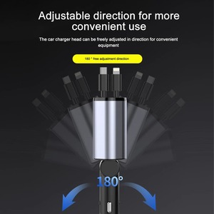 Chargeur de voiture rétractable PD QC3.0 120W 4-en-1 avec câble USB C à charge rapide et adaptateur allume-cigare pour tous les téléphones de toutes marques - Product Image 4
