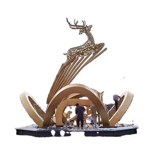 현대적인 야외 금속 추상 조각 대형 스테인리스 정원 장식품 광장 상점 쇼핑몰용 높은 예술적 가치 - Product Image 4