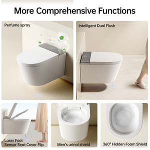 <span class=keywords><strong>WC</strong></span> mural multifonctionnel électrique à chasse automatique, luxueux, haut de gamme, avec réservoir d'eau dissimulé allongé, gain de place - Product Image 6