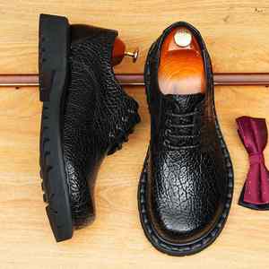 Business Casual Brogue Patchwork <b>Pointed</b> <b>Toe</b> Lace-Up Genuine Leather Versatile Men's Formal Wedding Shoes - Product Image 3