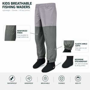 Cuissardes de pêche et de wading pour enfants, respirantes, durables, en nylon imperméable et légères pour activités de plein air - Product Image 3