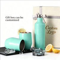 Coffret Cadeau Bouteille Isotherme Double Paroi 500ml avec 2 Tasses à Œufs, Gobelet Isotherme en Acier Inoxydable 304, Isolation Thermique 6-12 Heures