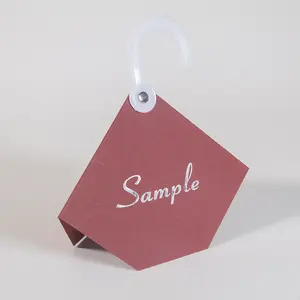 custom hot stamp logo fancy paper swatch fabric sample hanger header with hook
