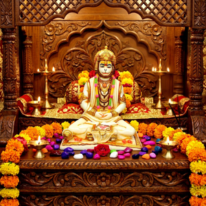 Nirmala Handicrafts - Estatua de Resina Hecha a Mano del Dios Hanuman Meditando para Mesa |   Ídolo de Bajrangbali sentado para decoración del templo en casa - Product Image 1
