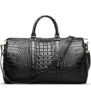High quality crocodile pattern Custom logo luggage bag, Luxury overnight backpack Waterproof sports travel bag