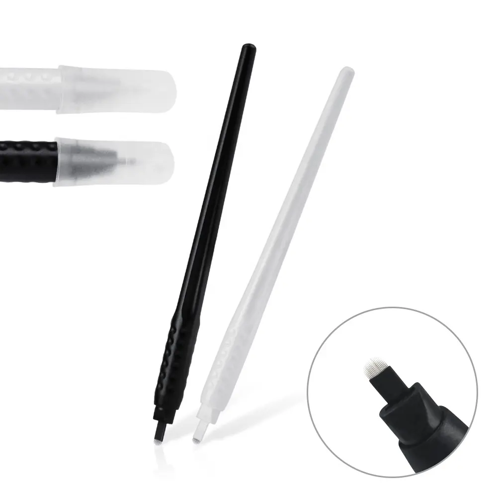 Permanent Makeup Einweg-Microblading-Stifte hand7/12/14/17/18U Werkzeuge Stifte Nadeln Stick klingen mit transparentem Deckel