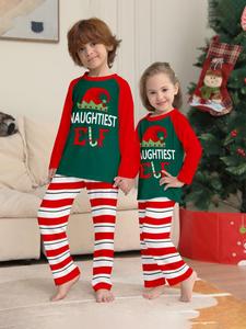 Pijamas Navideños Personalizados con Rayas Rojas para Mujer, Cintura Elástica, Ropa de Dormir Familiar con Estampado de Duende - Product Image 2