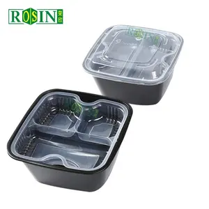 2 слоя впрыска герметичный квадратный одноразовый контейнер для еды на вынос из пластика для приготовления пищи контейнер для пищевых продуктов с вкладышем лоток