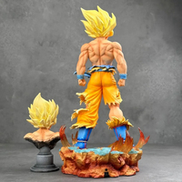 Figura de Anime de 35 cm, Figura de Manga de Dibujos Animados DRAGON BAL, Cabezas Intercambiables, Base con Luces LED, Super Saiyan Goku 2.0, Figura de PVC, Juguetes de Anime, Regalo