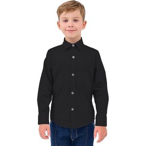 Camisas de uniforme escolar de manga larga para niños, camisa de vestir de algodón con botones y bolsillo en el pecho para niños - Product Image 1