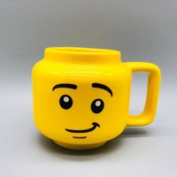 Mug à café/thé en porcelaine mignon avec tête de poupée et motif visage souriant de dessin animé pour enfants - Écologique et compatible lave-vaisselle - Cadeau
