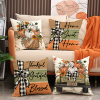 Housse de coussin décorative YINUAN pour l'automne et Thanksgiving, motif citrouille, camion de récolte, à carreaux, avec fermeture éclair