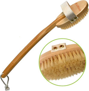 แปรงขัดผิวอาบน้ำแบบแห้งพร้อมขนแข็งเต่งตึงสำหรับเซลลูไลท์ด้ามจับยาวสามารถถอดออกได้สำหรับการอาบน้ำแบบเปียกและแห้งโลโก้ตามสั่ง - Product Image 1