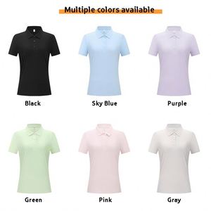 T-shirt de golf pour femmes en nylon et élasthanne, imprimé et brodé sur mesure, séchage rapide, évacuation de l'humidité, polo de sport pour femmes - Product Image 2
