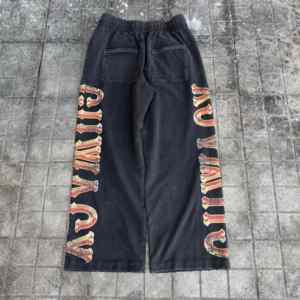 Pantalones Deportivos para <span class=keywords><strong>Hombre</strong></span> PT1198, Diseño Personalizado, 400GSM, Felpa Francesa, 100% Algodón, Pantalones <span class=keywords><strong>Jogger</strong></span> Desgastados, Impresión DTG, Pierna Ancha, Holgados - Product Image 2