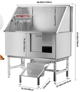 Station de bain pour chiens Kangdarpet 50L en acier inoxydable 304 commercial, avec escalier antidérapant à gauche, baignoire pour animaux de compagnie, salle de bain pour chiens et chats - Product Image 2