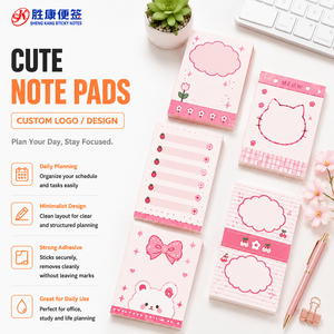 Cute Cartoon Sticky Notes Custom Logo Pink Floral Self Adhesive <b>Memo</b> <b>Pads</b> Kawaii Notepads for Daily Planning Office and School - Product Image 1