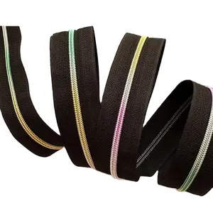 Zip Roll Continuous Coil Zipper With Rainbow Teeth Nylon