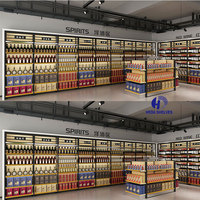 Étagère de bar à LED à 4 niveaux, étagères dorées, étagères murales étirées, étagères de bar de supermarché pour bouteilles