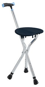 Canne de marche compacte pliable en aluminium avec siège, trois pieds antidérapants en caoutchouc, conception anti-basculement, capacité de charge de 250 lb, certifiée CE - Product Image 5