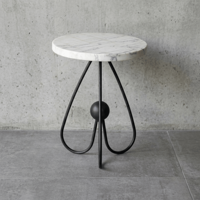 Table d'appoint de luxe avec plateau en marbre, table d'appoint en métal, table ronde moderne pour salon, chambre, appartement, hôtel