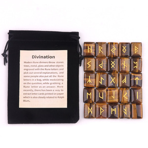 Juego de piedras rúnicas de piedras preciosas naturales para juegos de fiesta de brujería de adivinación que incluyen bolsa de regalo de cristal guía espiritual Reiki - Product Image 6