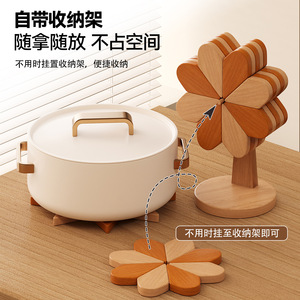 Wooden Flower Shape Coaster Set Heat Insulation Mat For Table Decor Home Use - Product Image 2