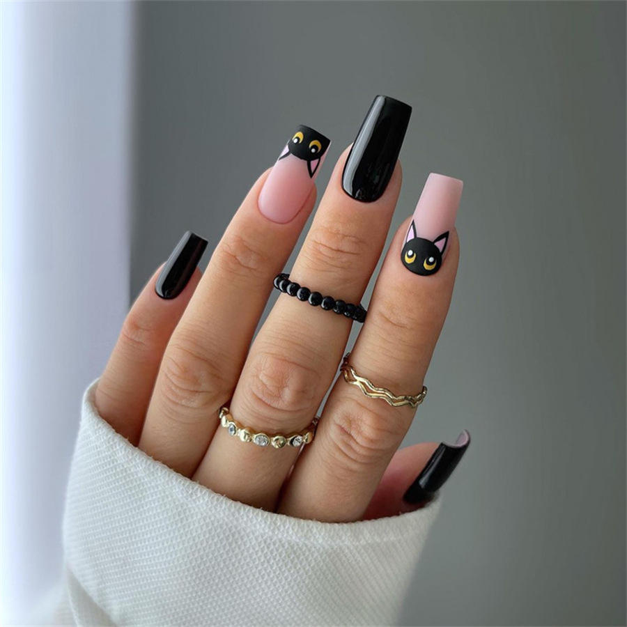 ผ้า BZ1289แมวดำ