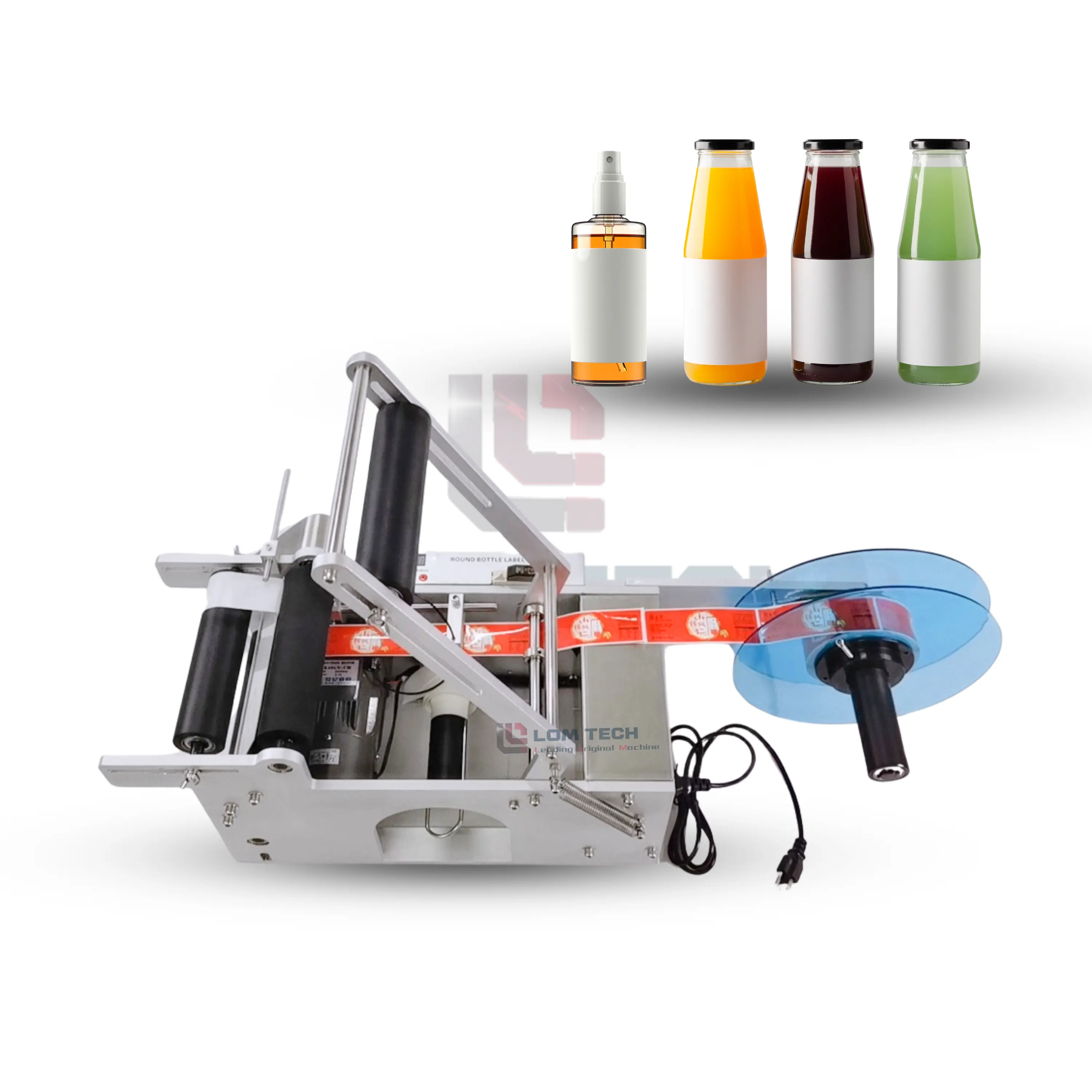 LOM - Máquina semiautomática de embalagem para garrafas de vinho, etiqueta pequena manual com alça adesiva, embalagem de madeira