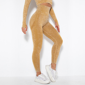 किफा हाई कमर 3 सेगमेंट नायलॉन योग पैंट महिलाओं की जिम फिटनेस स्क्रूंचिंग के लिए बट टायर - Product Image 3