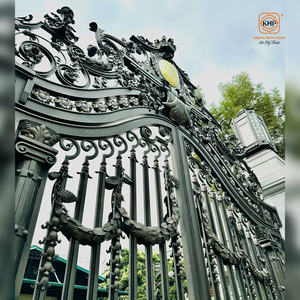 Modélisation 3D, conception professionnelle, entrée de villa, style moderne classique, portails en fer forgé de luxe, portail à double battant pour allée - Product Image 4