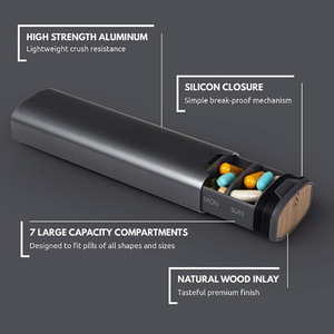 Pastillero personalizable de <span class=keywords><strong>7</strong></span> días Pastillero de gran capacidad de madera de aluminio Adecuado para organizador de pastillas de recarga - Product Image 5