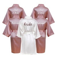 RTS de talla grande para boda, cumpleaños, fiesta de Spa, camisones para mujer, mangas 3/4, Kimono de satén de seda, batas, ropa de dormir