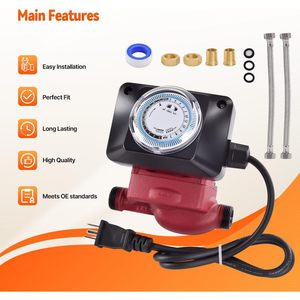 ปั๊มน้ำหมุนเวียน Talspity 115V 1/25HP สีแดง สำหรับน้ำร้อน พร้อมตัวตั้งเวลา สำหรับอะไหล่เครื่องทำน้ำอุ่น - Product Image 5