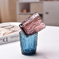 Usine en gros soufflé à la main écologique style européen gaufré gobelets en verre épaissi 301-400ml capacité fête vin rouge
