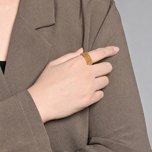 Unisex trendy <b>titanium</b> steel woven <b>rings</b> for men and women, niche, stylish, high-end, colorfast. - Product Image 1