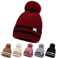 Gorro de Punto de Algodón Unisex para Invierno, Cálido, Transpirable e Impermeable, con Pompón de Peluche y Forro Polar, para Exteriores, Playa y Negocios