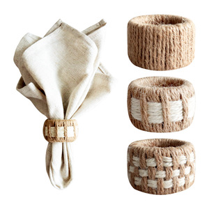 Hot Jute &amp; Linen Grass <strong>Napkin</strong> <strong>Rings</strong> - Eco-Friendly Durable Boho Farmhouse Rustic Table Decor for Party Wedding Factory Wholesale - Product Image 3