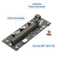 Carte Riser PCIe 4.0 X8 Bifurquée 2 Ports OCuLink SFF-8612 2x PCI-E 16X avec Câble Tressé 500mm pour Double GPU PC de Bureau