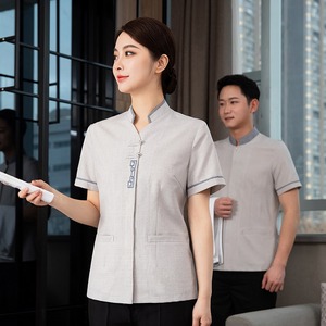 Uniformes de travail d'été à manches courtes pour les nettoyeurs de salle de banquet de propriété d'hôtel - Product Image 5