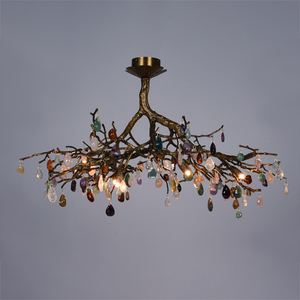 Lámpara de araña de cristal natural personalizada, moderna y lujosa, para decoración de interiores de lujo en villas, hoteles, vestíbulos, comedores y salas de estar. - Product Image 2