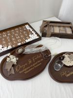 Ensemble cadeau de fiançailles personnalisé, plateau en bois pour souvenir de mariage, pour la demande en mariage, décoration de cérémonie