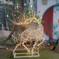Offre Spéciale Acier inoxydable Creux En Métal En Plein Air Lumière Cerfs Animal Sculpture Pour La Décoration