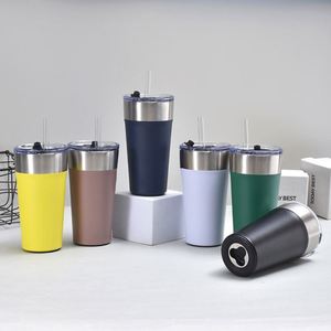 Vaso de Cerveza de Acero Inoxidable de Doble Pared de 20oz con Logotipo Personalizado, Taza de Viaje para Exteriores, Vaso para Vino con Tapa Abrebotellas y Pajita - Product Image 2
