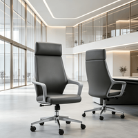 Chaise de bureau exécutive moderne ergonomique confortable à hauteur réglable avec base en acier et revêtement en cuir PU pivotante pour la maison et les bureaux professionnels