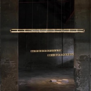 Luce Orizzontale Pendant <b>Light</b> Long Gold E27 <b>LED</b> 5-Year Warranty For Dining Room Island Counter - Product Image 3