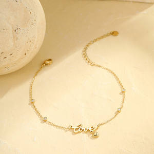 Nouveau amour à la mode chère maman bijoux de mode 18k plaqué or en acier inoxydable cheville pour femmes bracelets de cheville accessoires - Product Image 3
