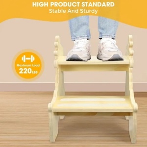 Sgabello in Legno a Due Gradini, Capacità 300 Libbre, Sgabello da <span class=keywords><strong>Cucina</strong></span> per Bambini con Piedini Antiscivolo - Product Image 5