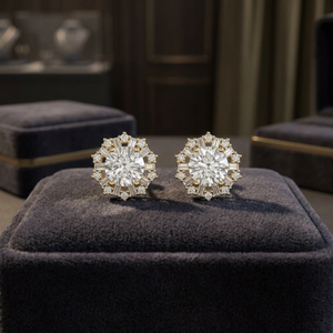 Luxury IGI Certified Lab Grown Diamond Baguette <b>Halo</b> Stud <b>Earrings</b> 10K 14K 18K Gold 925 935 Silver Rhodium Plated Wedding Gift - Product Image 1